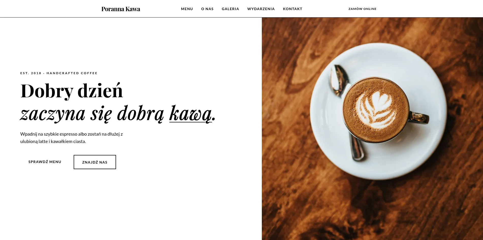 Zrzut ekranu strony Poranna Kawa